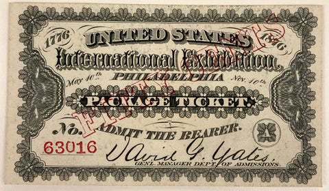 Centennial Exhibition Admission Ticket