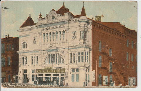 Park Theater Postcard Un-mailed Hand dated 1914 building once located at Broad & Fairmount Adjacent to the Divine Lorraine Hotel CLOSED prior to 1942