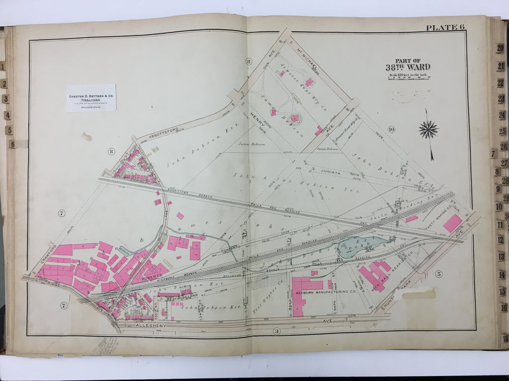 1925 Bromley Atlas - Plate 6 - Allegheny: Ridge Ave and McMichael Street, and Allegheny Ave and Abbotsford Ave + Dobson Mills