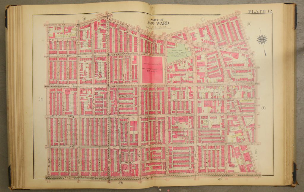 1928 Bromley Atlas - Plate 12 - Haddington: Race Street, Phila Rapid Transit Co. Car Barns