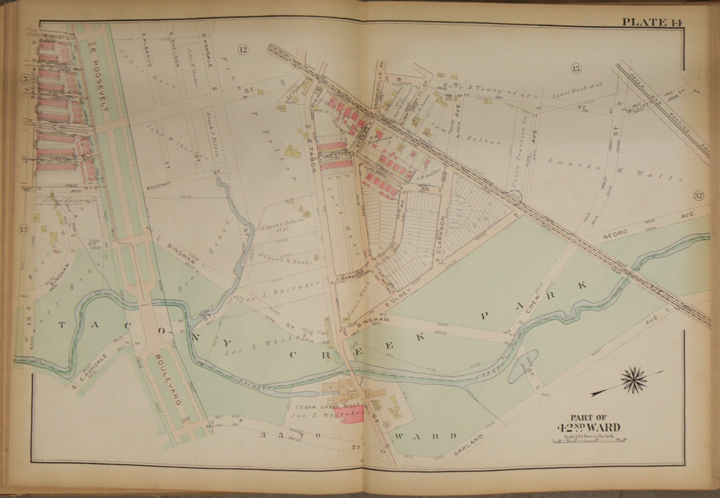 1923 Bromley Atlas Plate--Feltonville; Rising Sun Ave; Tacony Creek Park