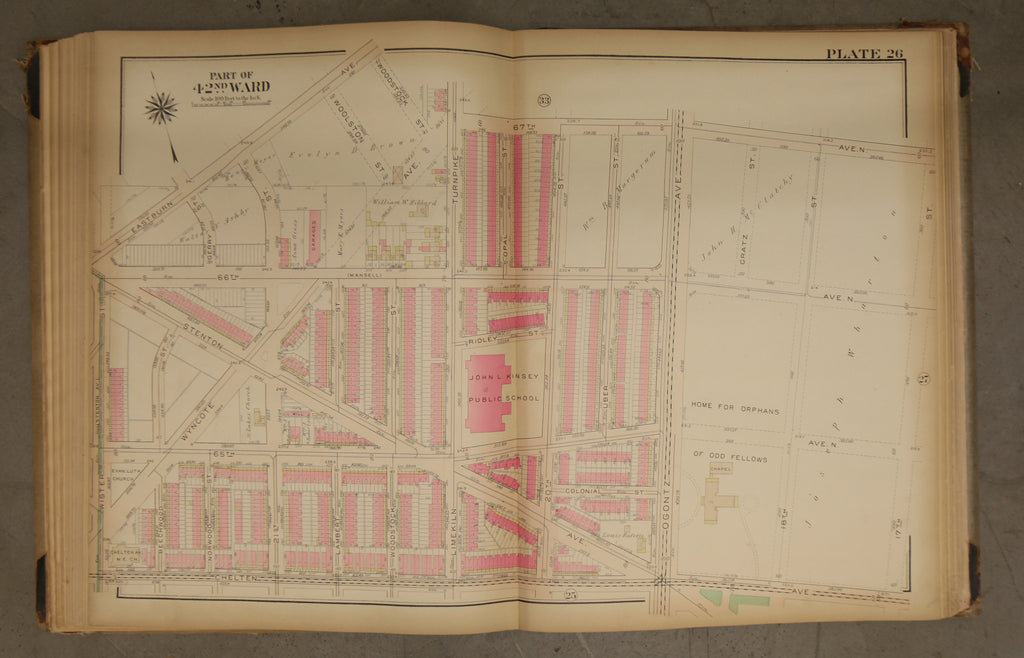 1923 Bromley Atlas - Plate 26 - West Oak Lane: Stenton Ave, John L. Kinsey Public School