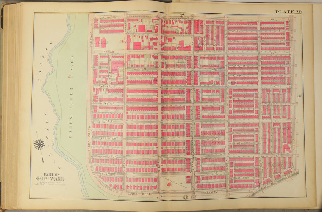 1928 Bromley Atlas - Plate 28 - Cobbs Creek: Christian Street, St. Carthage School