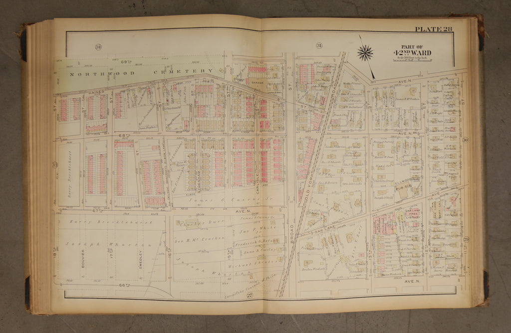 1923 Bromley Atlas - Plate 28 - West Oak Lane: Old York Rd, Oak Lane Free Library