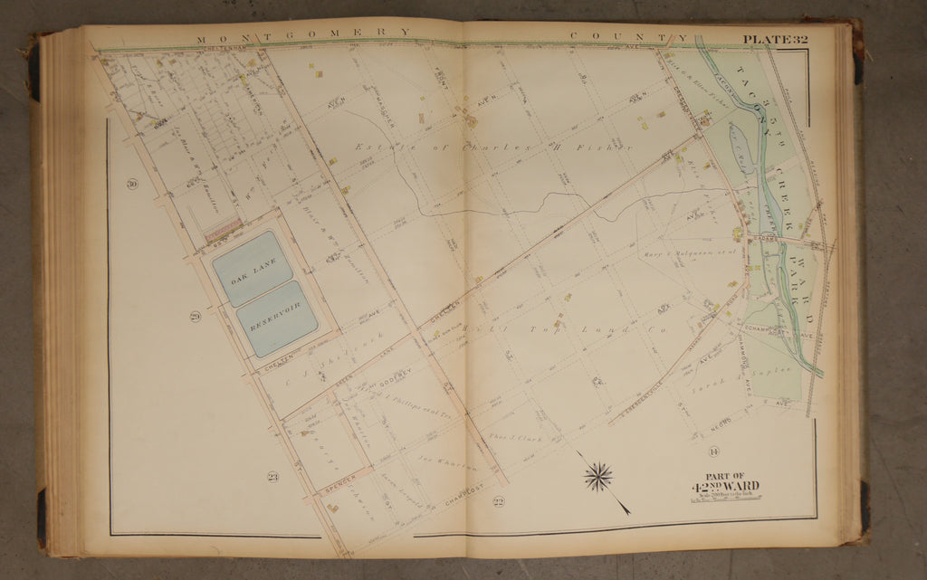 1923 Bromley Atlas - Plate 32 - East Oak Lane: 2nd St, Oak Lane Reservoir